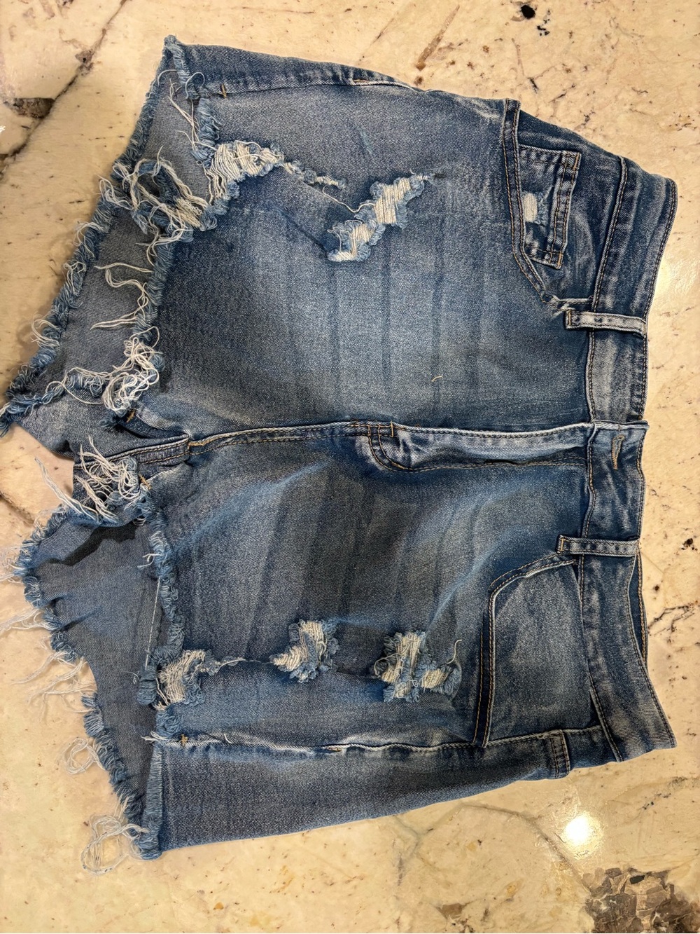 SHEIN Distressed High Waist Denim Shorts
